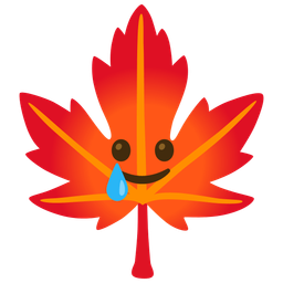 Maple leaf and Smiling face with tear