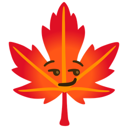 maple leaf and smirking face