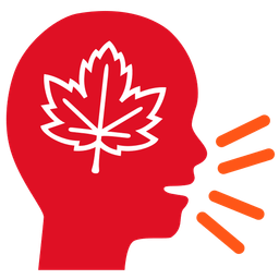 maple leaf and speaking head