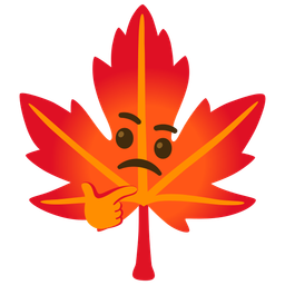 maple leaf and thinking face