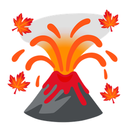 maple leaf and volcano