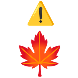 maple leaf and warning