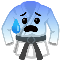 martial arts uniform and anxious face with sweat