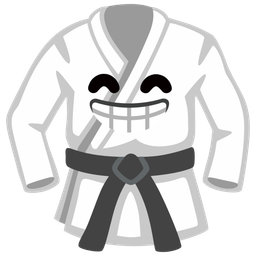 Martial arts uniform and Beaming face with smiling eyes