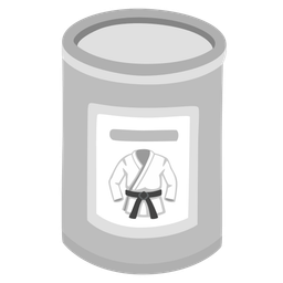 martial arts uniform and canned food