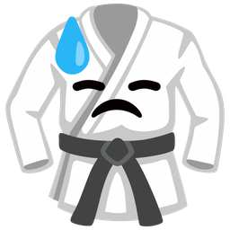 martial arts uniform and downcast face with sweat