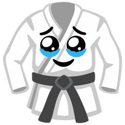 martial arts uniform and face holding back tears