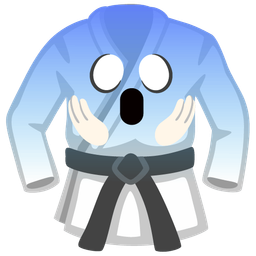 martial arts uniform and face screaming in fear