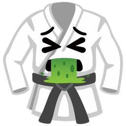 martial arts uniform and face vomiting