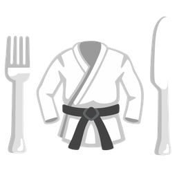 martial arts uniform and fork and knife with plate