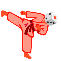 martial arts uniform and game die