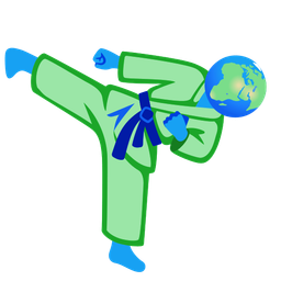 martial arts uniform and globe showing Europe-Africa