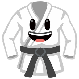Martial arts uniform and Grinning face with big eyes