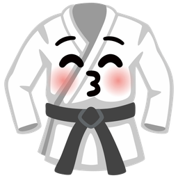 Martial arts uniform and Kissing face with closed eyes