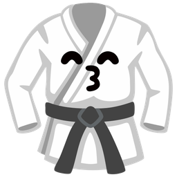 Martial arts uniform and Kissing face with smiling eyes
