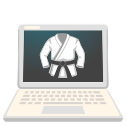 martial arts uniform and laptop