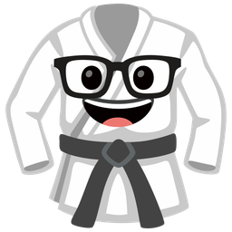 martial arts uniform and nerd face