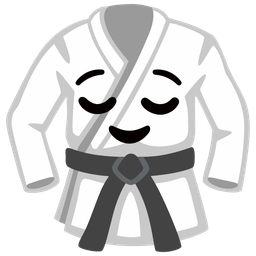 martial arts uniform and relieved face