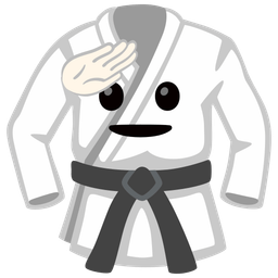 martial arts uniform and saluting face