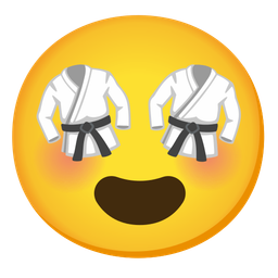 Martial arts uniform and Smiling face with heart-eyes