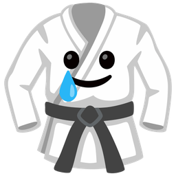 Martial arts uniform and Smiling face with tear