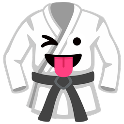 Martial arts uniform and Winking face with tongue