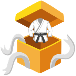 martial arts uniform and wrapped gift