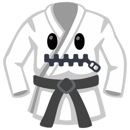 martial arts uniform and zipper-mouth face