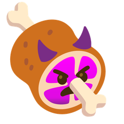 meat on bone and angry face with horns