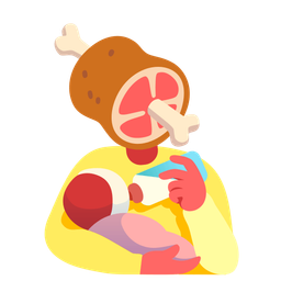 meat on bone and baby bottle