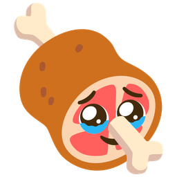 meat on bone and face holding back tears