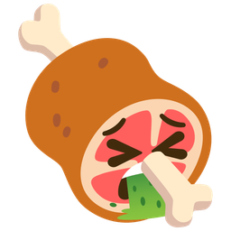 meat on bone and face vomiting