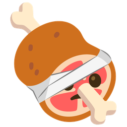 meat on bone and face with head-bandage