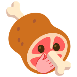 meat on bone and face with open eyes and hand over mouth