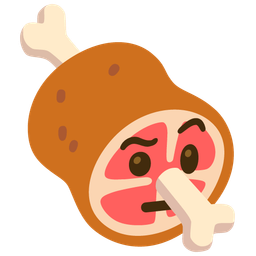 meat on bone and face with raised eyebrow