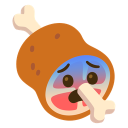 meat on bone and fearful face