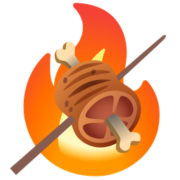 meat on bone and fire