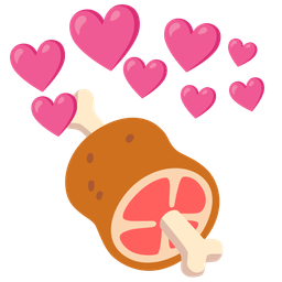 meat on bone and heart with arrow