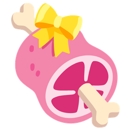 meat on bone and heart with ribbon