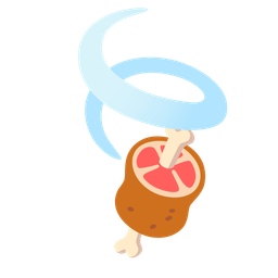 meat on bone and leaf fluttering in wind