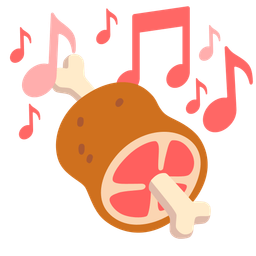 meat on bone and musical notes