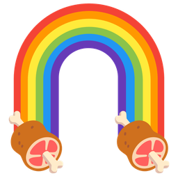 meat on bone and rainbow