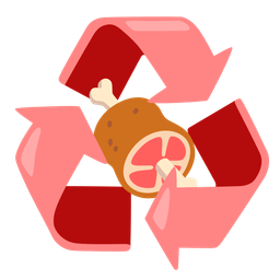 meat on bone and recycling symbol