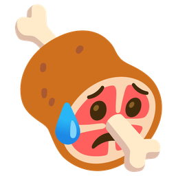 meat on bone and sad but relieved face