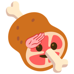 meat on bone and saluting face
