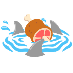 meat on bone and shark