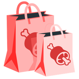 meat on bone and shopping bags