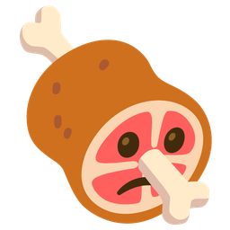 meat on bone and slightly frowning face