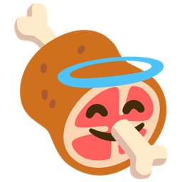 Meat on bone and Smiling face with halo