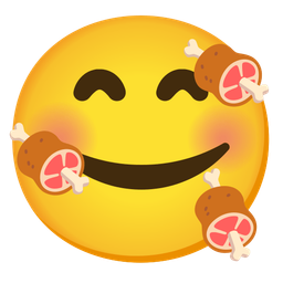 Meat on bone and Smiling face with hearts